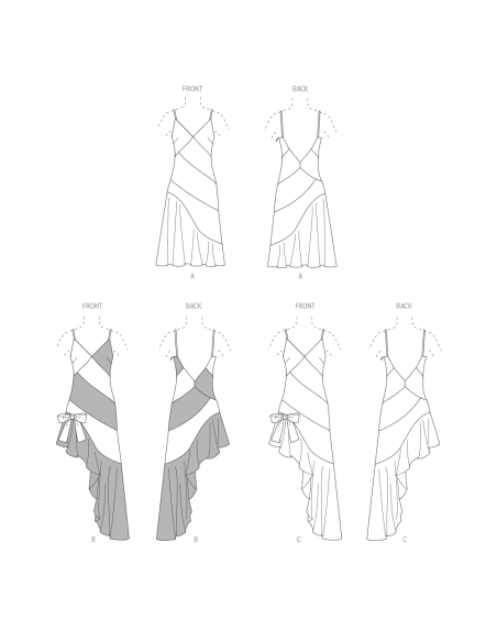 Patron McCall's 8582.Y5 (46-54) - Robe ajustée à bretelles spaghetti et jupe biais