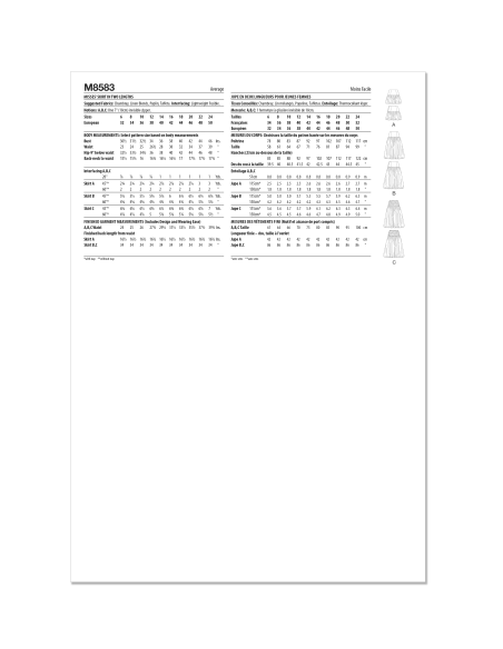 Patron McCall's 8583.H5 (34-42) - Jupe évasée à ourlet bulle en deux longueurs