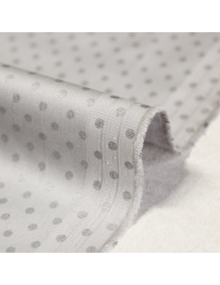 Satin coton & élasthanne - Pois brillants ton sur ton gris
