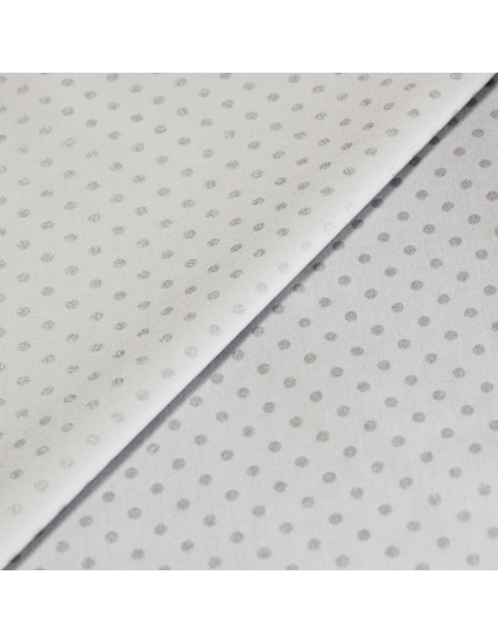 Satin coton & élasthanne - Pois brillants ton sur ton gris