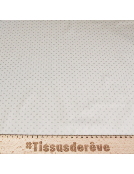 Satin coton & élasthanne - Pois brillants ton sur ton gris