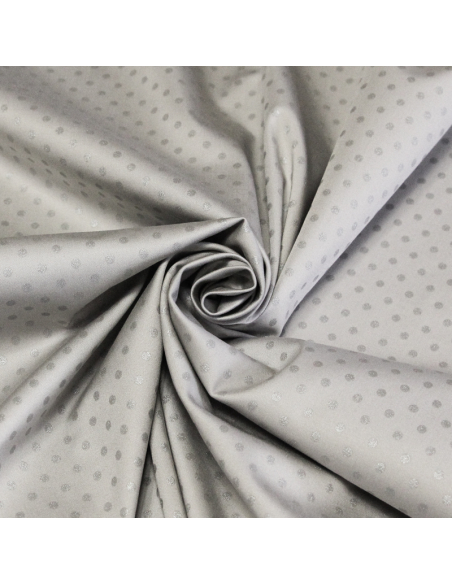 Satin coton & élasthanne - Pois brillants ton sur ton gris