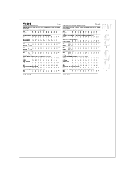 Patron McCall's 8586.K5 (36-44) - Ensemble top structuré et jupe trapèze