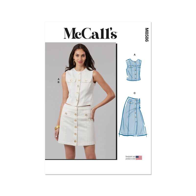 Patron McCall's 8586.K5 (36-44) - Ensemble top structuré et jupe trapèze