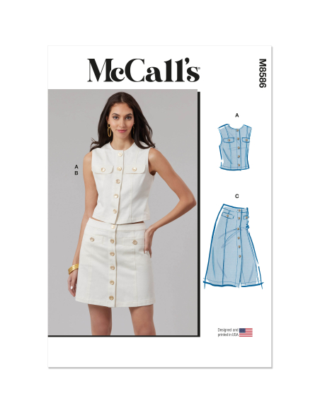 Patron McCall's 8586.K5 (36-44) - Ensemble top structuré et jupe trapèze