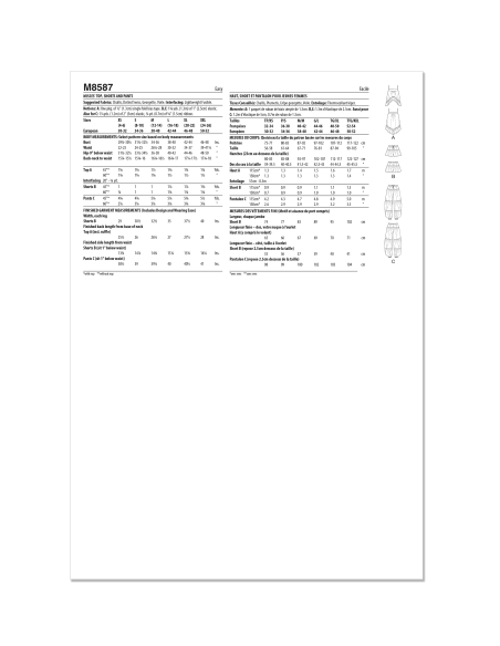 Patron McCall's 8587.A (34-52) - Ensemble top court, shorts et pantalon ballon