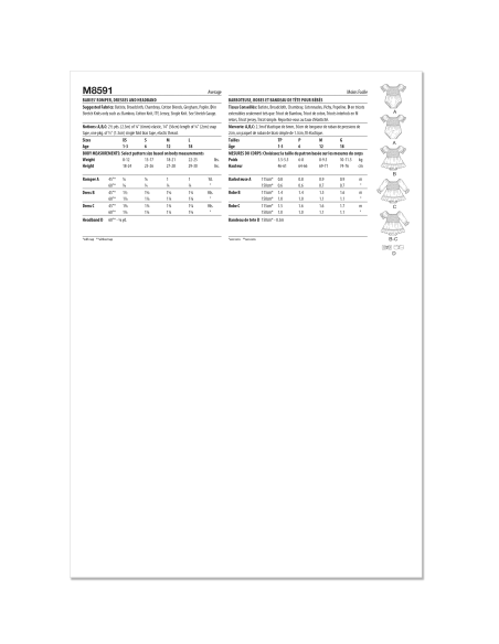 Patron McCall's 8591.A (1-18) - Barboteuse bébé et robes