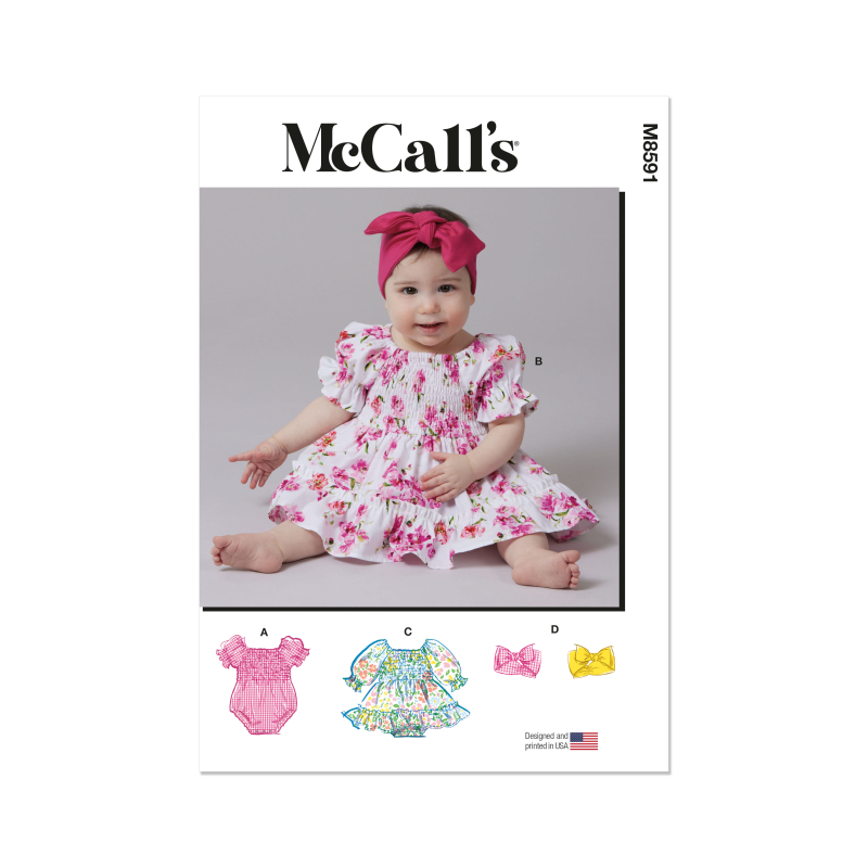 Patron McCall's 8591.A (1-18) - Barboteuse bébé et robes