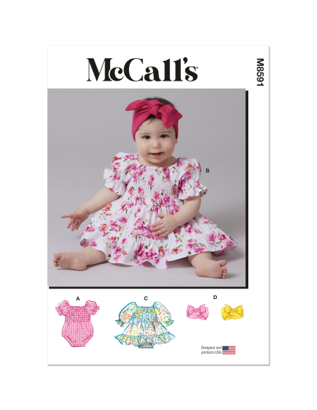 Patron McCall's 8591.A (1-18) - Barboteuse bébé et robes