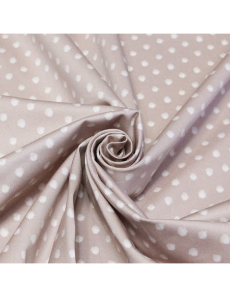 Satin coton & élasthanne - Pois tacheté fond rose