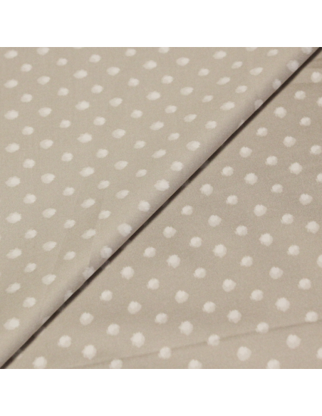 Satin coton & élasthanne - Pois tacheté fond beige