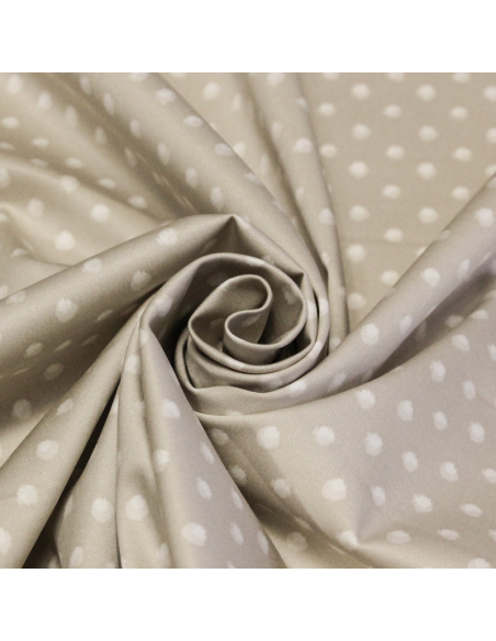 Satin coton & élasthanne - Pois tacheté fond beige