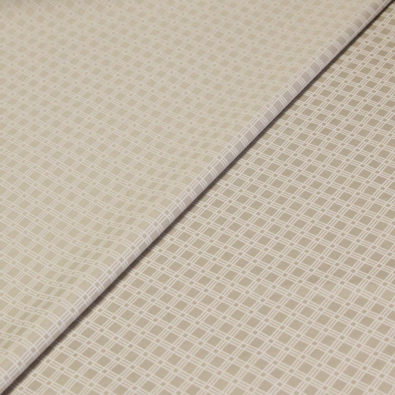 Satin coton & élasthanne - Carreaux croisés fond beige