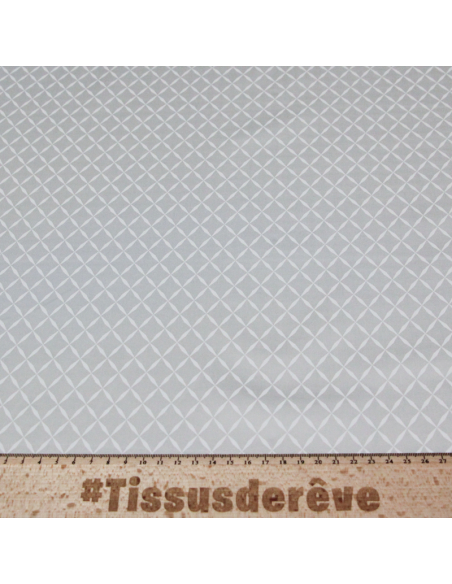 Satin coton & élasthanne - Losange fond gris