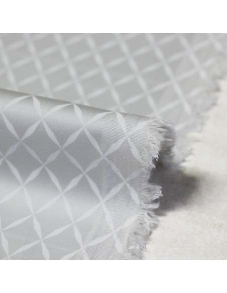 Satin coton & élasthanne - Losange fond gris