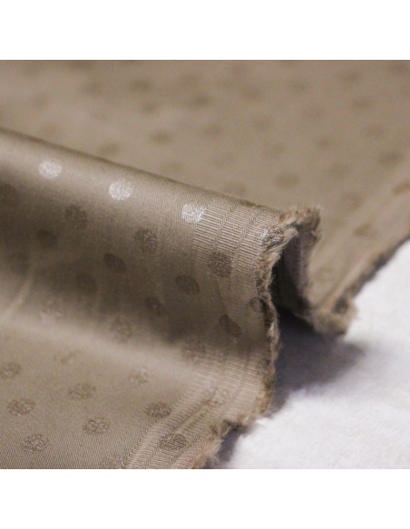 Gabardine coton & élasthanne - Pois brillants marron