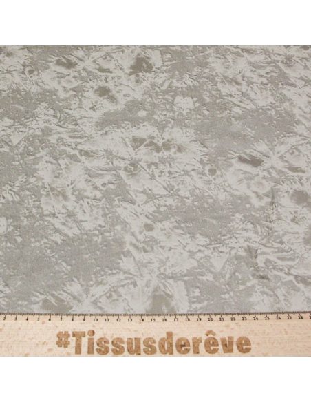 Gabardine coton & élasthanne - Motif abstrait brillant sur fond taupe