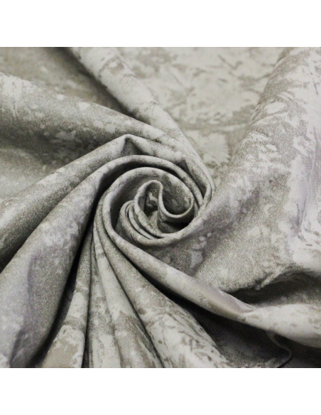 Gabardine coton & élasthanne - Motif abstrait brillant sur fond taupe