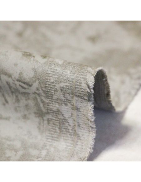 Gabardine coton & élasthanne - Motif abstrait brillant sur fond taupe