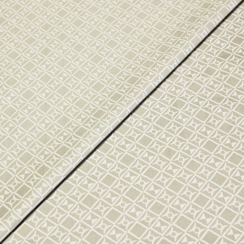 Gabardine coton & élasthanne - Motif géométrique fond beige