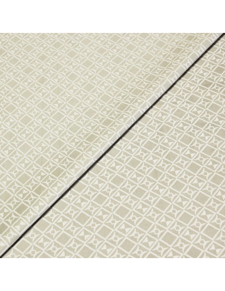 Gabardine coton & élasthanne - Motif géométrique fond beige