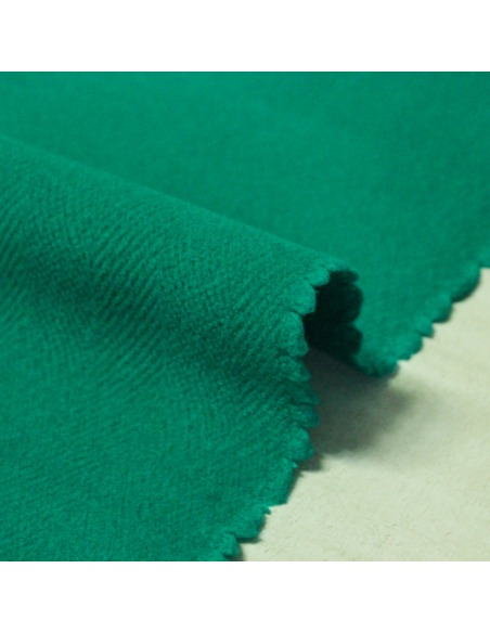 Drap de laine double épaisseur chevron "Duffle coat" - Emeraude