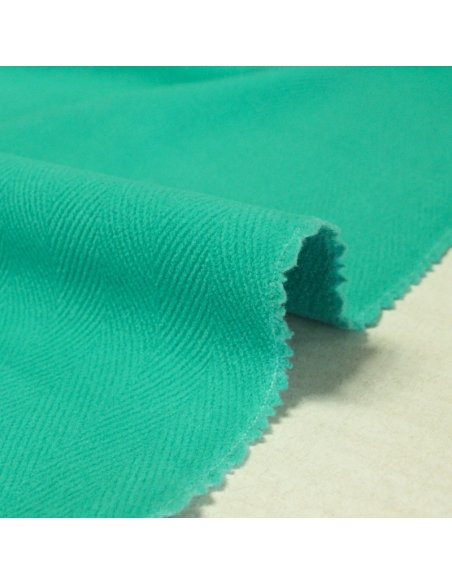 Drap de laine double épaisseur herringbone "Duffle coat" - Menthe