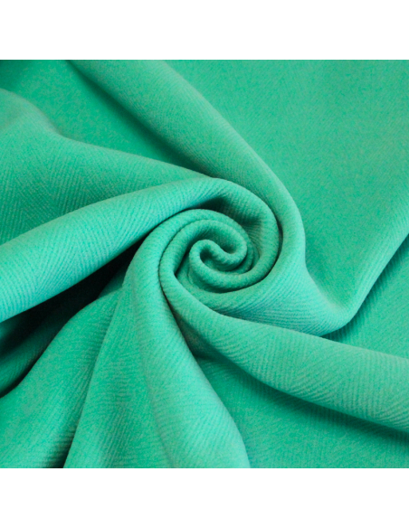 Drap de laine double épaisseur herringbone "Duffle coat" - Menthe