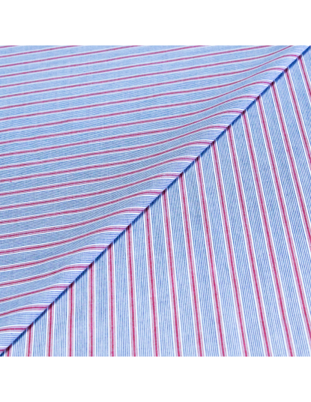Popeline 100% coton - Rayure épaisseur variable bleu rouge blanc