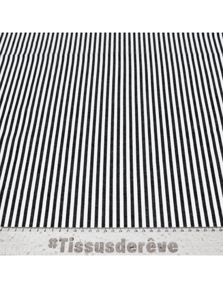 Popeline 100% coton - Rayure moyenne noir & blanc