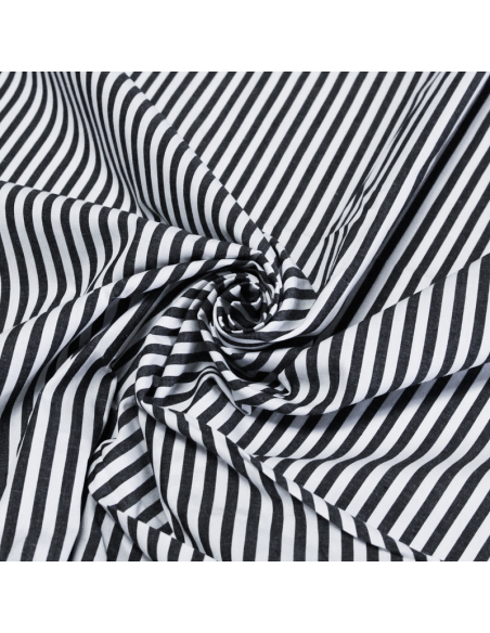 Popeline 100% coton - Rayure moyenne noir & blanc