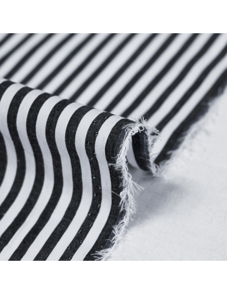 Popeline 100% coton - Rayure moyenne noir & blanc