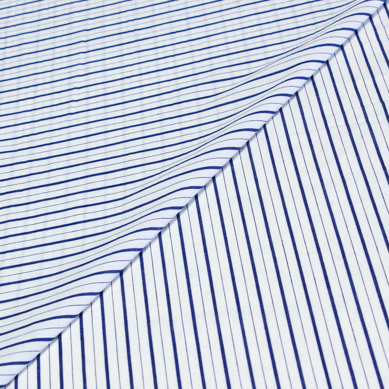 Popeline 100% coton - Rayure alternée bleu