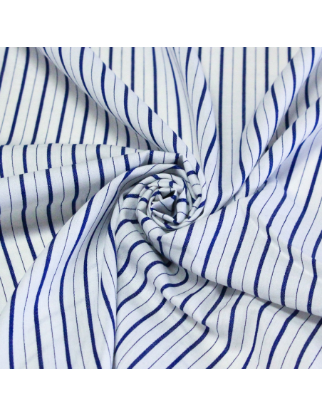Popeline 100% coton - Rayure alternée bleu