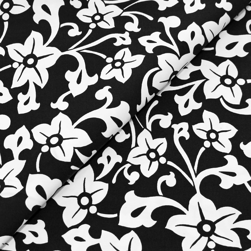 Tissu pour maillot de bain imprimé - Tiaré Noir et blanc