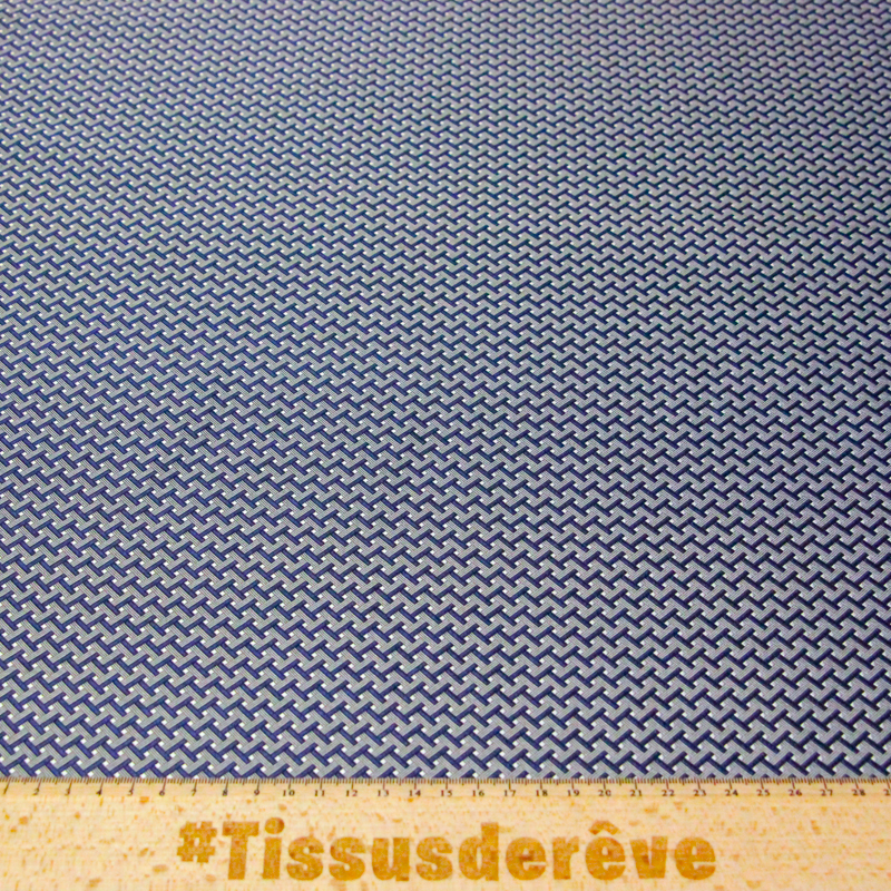Jacquard 100% soie - Entrelacs bleu...