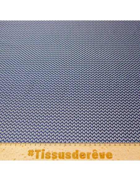 Jacquard 100% soie - Entrelacs bleu marine et gris