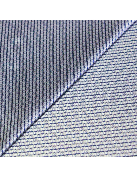 Jacquard 100% soie - Entrelacs bleu marine et gris
