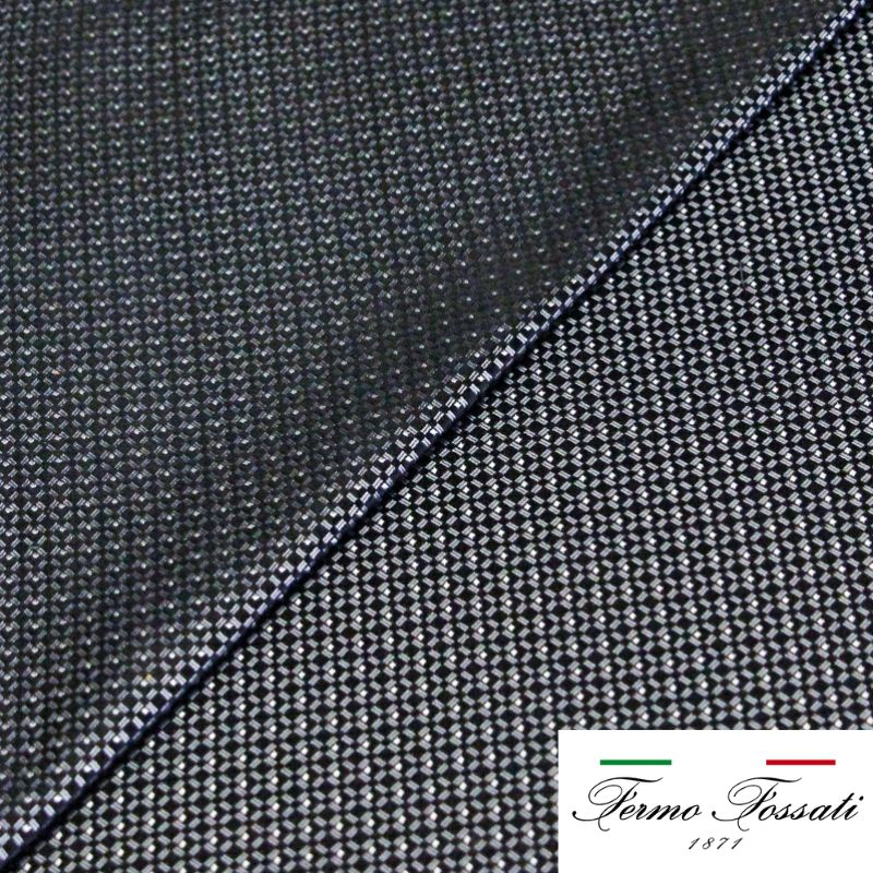 Jacquard 100% soie - Carreaux noirs et argentés