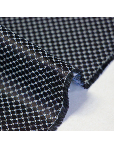 Jacquard 100% soie - Cachemire blanc fond marron