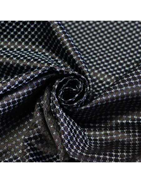 Jacquard 100% soie - Cachemire blanc fond marron