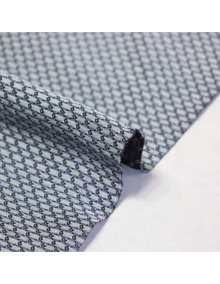 Jacquard 100% soie - Cachemire blanc fond marron