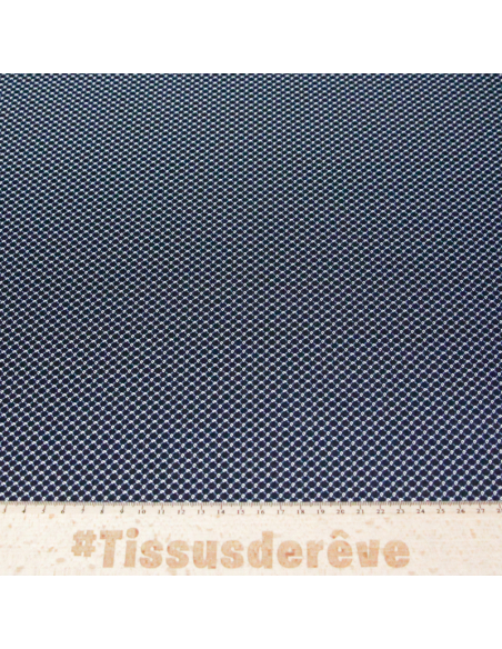 Jacquard 100% soie - Cachemire blanc fond bleu