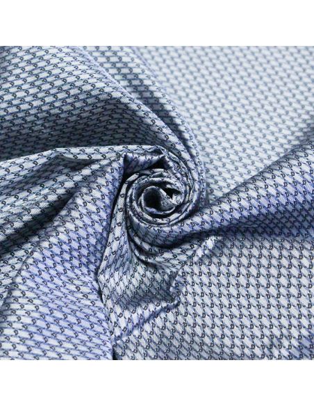 Jacquard 100% soie - Cachemire blanc fond bleu