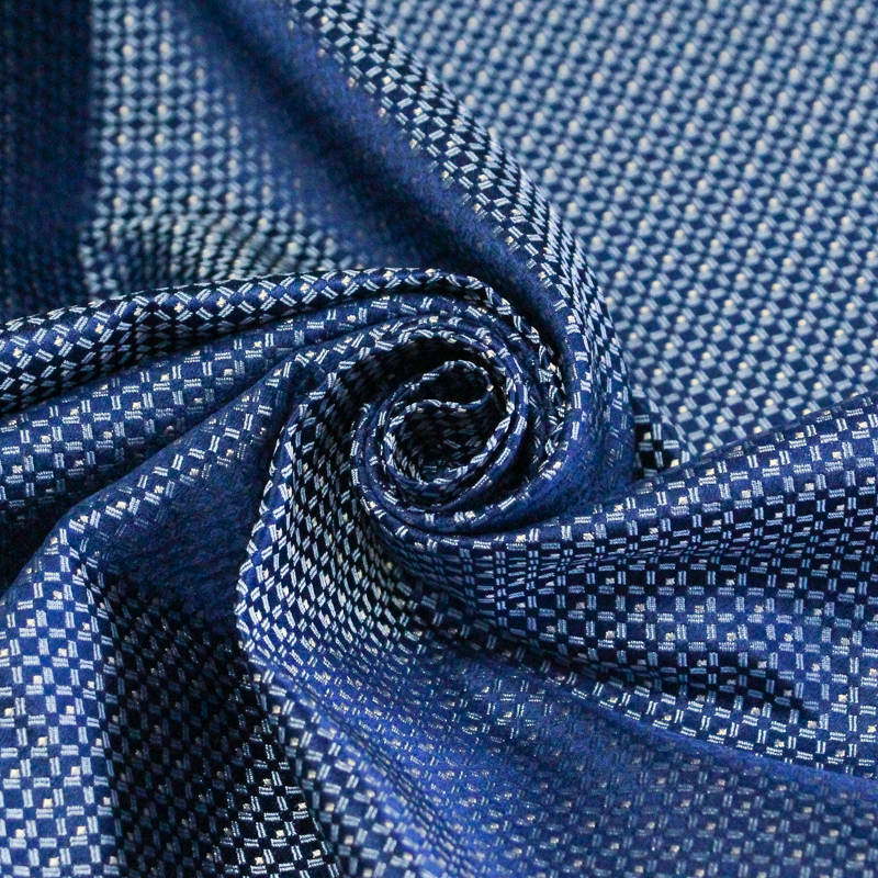 Jacquard 100% soie - Carreaux bleus