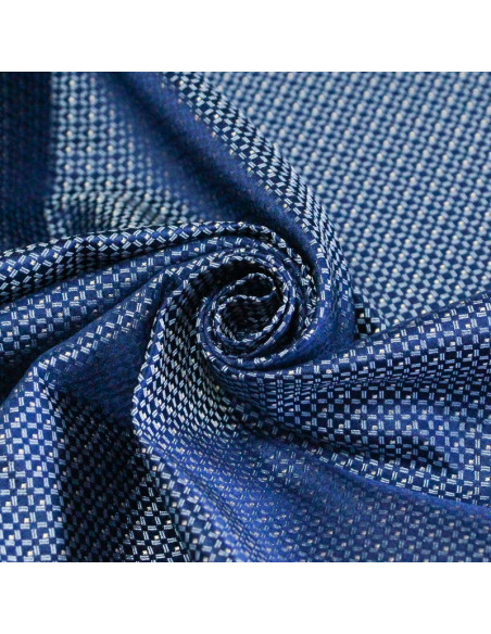 Jacquard 100% soie - Carreaux bleus