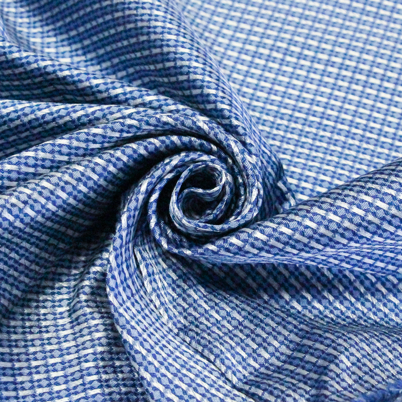 Jacquard 100% soie - Carreaux bleus