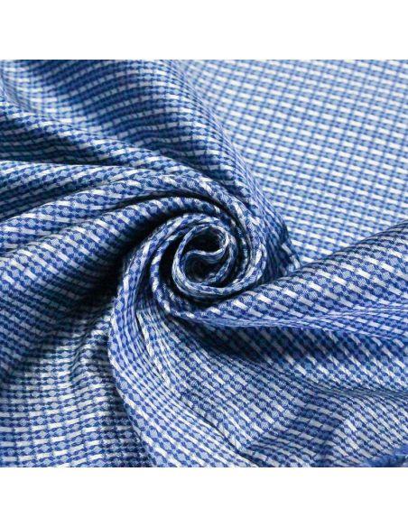 Jacquard 100% soie - Carreaux bleus