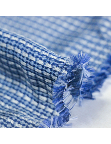 Jacquard 100% soie - Carreaux bleus