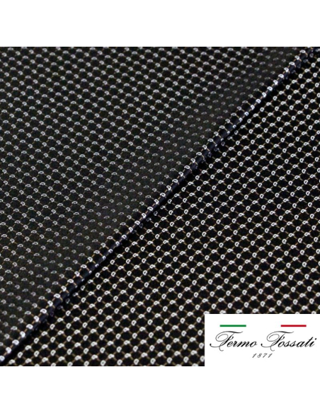 Jacquard 100% soie - Cachemire blanc fond noir